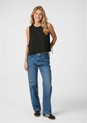 Svetlana linen top Sort Neo Noir 